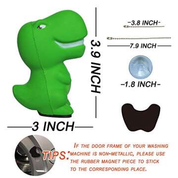 Six Senses Media Dinosaur Laundry Doorstop 2.0 - Keeps Your Washers Fresh & Odor-Free