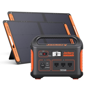 Jackery Solar Generator 1000, 1002Wh Capacity with 2xSolarSaga 100W Solar Panels, 3x1000W AC Outlets...