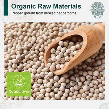 Soeos Organic White Pepper Ground, Non-GMO, Freshly Peppercorn Powder Bulk, Packed To Keep Peppers Fresh, Ready To Use Peppercorns For Refill, 4 oz (113g), Organic Ground White Pepper