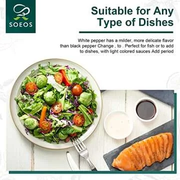 Soeos Organic White Pepper Ground, Non-GMO, Freshly Peppercorn Powder Bulk, Packed To Keep Peppers Fresh, Ready To Use Peppercorns For Refill, 4 oz (113g), Organic Ground White Pepper