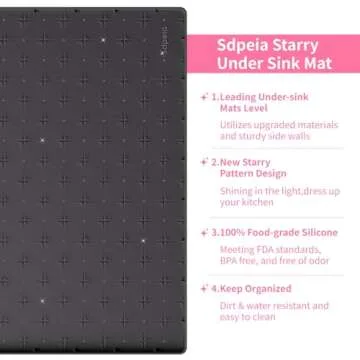 Sdpeia Under Sink Mat for [28" x 22"] Cabinet, Upgraded Silicone Waterproof Mat Kitchen Cabinet Line...