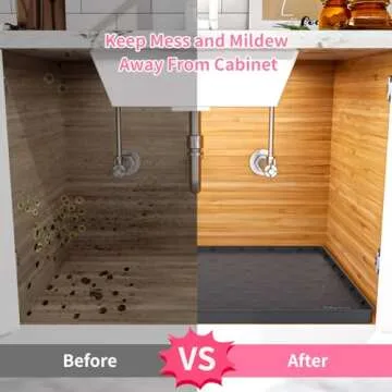 Sdpeia Under Sink Mat for [28" x 22"] Cabinet, Upgraded Silicone Waterproof Mat Kitchen Cabinet Liner Cabinet Protector Kitchen Organizers and Storage