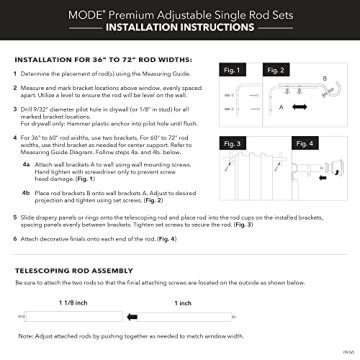 MODE Premium Collection Curtain Rods with Doorknob Finials