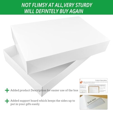 Large White Gift Wrap Boxes with Lids & Foil Stickers