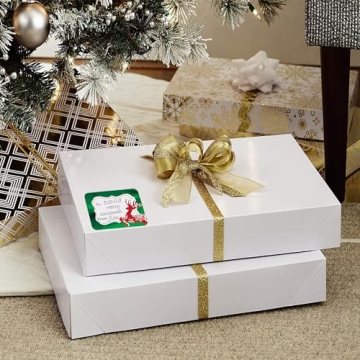 Large White Gift Wrap Boxes with Lids & Foil Stickers