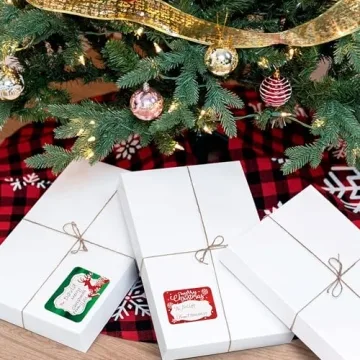 Large White Gift Wrap Boxes with Lids & Foil Stickers