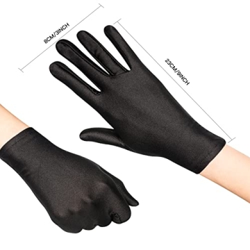 Elegant Women’s Black Satin Gloves for Weddings and Parties