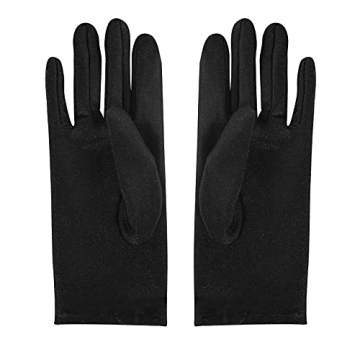 Elegant Women’s Black Satin Gloves for Weddings and Parties