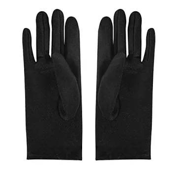 Elegant Women’s Black Satin Gloves for Weddings and Parties