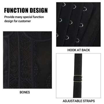 Raxnode Lace Bustier Corset Tops for Women - Sexy Going Out Party Club Top with Buckle