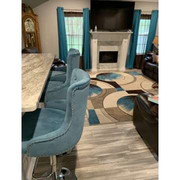 asunflower Kitchen Stool Bar Chairs Set of 4 Velvet Swivel Adjustable Height Counter Bar Stools with...