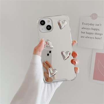 DIMEIYA Compatible with iPhone 11 Pro case,Mirror Senior Silver Cute Heart Soft Silicone Clear Makeu...
