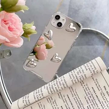 DIMEIYA Compatible with iPhone 11 Pro case,Mirror Senior Silver Cute Heart Soft Silicone Clear Makeup Mirror Women Girls Shockproof Protect Cover Case for iPhone 11 Pro.