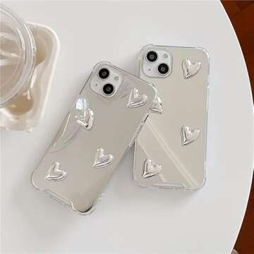 DIMEIYA Compatible with iPhone 11 Pro case,Mirror Senior Silver Cute Heart Soft Silicone Clear Makeup Mirror Women Girls Shockproof Protect Cover Case for iPhone 11 Pro.