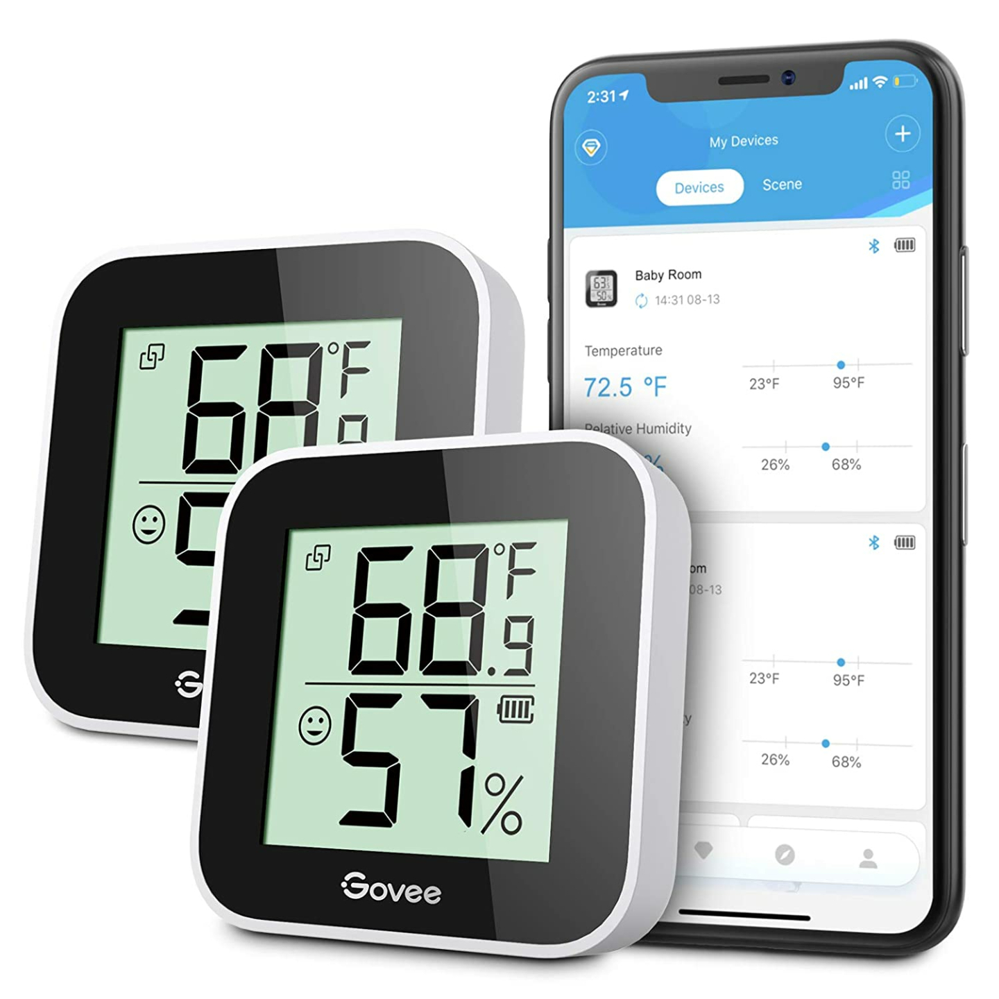 Govee Indoor Temperature Humidity Monitor 2-Pack