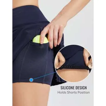 BALEAF Pleated Tennis Skirt Skorts Skirts for Woman High Waisted Lightweight Athletic Golf Workout with Shorts Pockets Navy X-Small