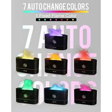 PLUWEL RGB Flame Aroma Diffuser Humidifier-7 Colors Changing Oil Diffuser-Waterless Auto-Off 180ml Fire Humidifier for Home,Office,Spa,Gym(Black)