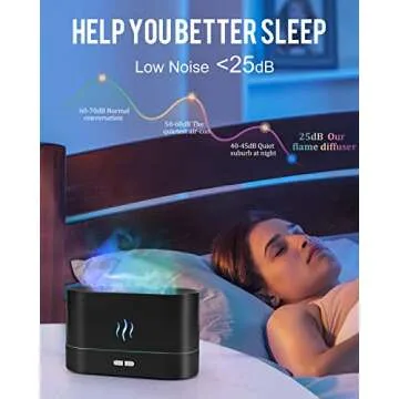 PLUWEL RGB Flame Aroma Diffuser Humidifier-7 Colors Changing Oil Diffuser-Waterless Auto-Off 180ml Fire Humidifier for Home,Office,Spa,Gym(Black)