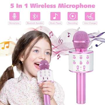 Ankuka Kids Karaoke Microphone 2 Pack, Wireless Bluetooth Karaoke Microphone for Singing Portable Ha...