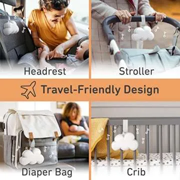 Pure Enrichment PureBaby Cloud Portable Sound Machine and Night Light - 15 Soothing Sounds, Travel Friendly, Battery Operated, Ideal for Baby and Kids on The Crib, Stroller, Headrest, and More