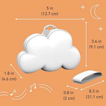 Pure Enrichment PureBaby Cloud Portable Sound Machine and Night Light - 15 Soothing Sounds, Travel Friendly, Battery Operated, Ideal for Baby and Kids on The Crib, Stroller, Headrest, and More