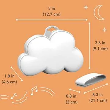 Pure Enrichment PureBaby Cloud Portable Sound Machine and Night Light - 15 Soothing Sounds, Travel Friendly, Battery Operated, Ideal for Baby and Kids on The Crib, Stroller, Headrest, and More