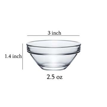 Elegant JHNIF 12pcs Clear Glass Dipping Bowls for Sauces and Snacks