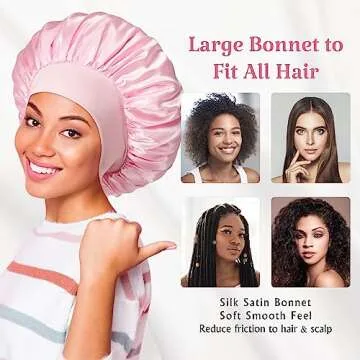 PHILIGHTS 2pcs Double Layer Two-Color Satin Silk Hair Bonnet for Sleeping Women, Reversible Sleep Bonnets for Women, Wide Band Sleep Cap for Curly Hair Braids