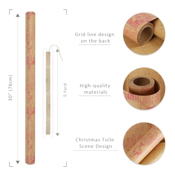 LaRibbons Jumbo Kraft Christmas Gift Wrap with Jute Twine