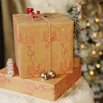 LaRibbons Jumbo Kraft Christmas Gift Wrap with Jute Twine