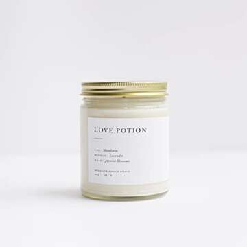 Brooklyn Candle Studio Love Potion Jar Candle - Luxury Scented Candle, Vegan Soy Wax, Hand Poured in...