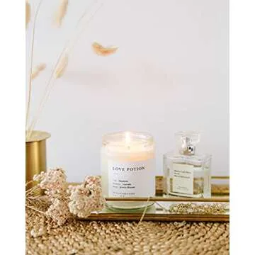 Brooklyn Candle Studio Love Potion Jar Candle - Luxury Scented Candle, Vegan Soy Wax, Hand Poured in The USA, 50 Hour Slow Burn Time - 7.5oz