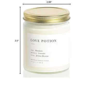 Brooklyn Candle Studio Love Potion Jar Candle - Luxury Scented Candle, Vegan Soy Wax, Hand Poured in The USA, 50 Hour Slow Burn Time - 7.5oz