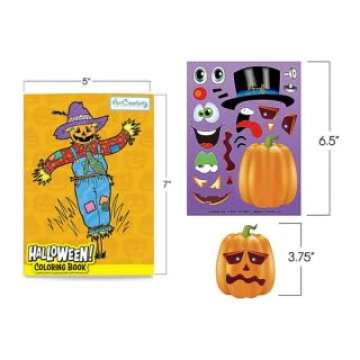 ArtCreativity Halloween Sticker Set & Mini Coloring Books: 36 Customizable Jack-O-Lantern Face Stickers and 12 Mini Coloring Books for Kids - Perfect Halloween Crafts and Party Favors!