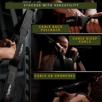 Hustle Athletics Tricep Rope Cable Attachments for Gym Use - Perfect Gym Equipment for Home/Gym Accessories - Multi Workout Rope Cable Machine Attachment -Best Gym Rope Grip with 4 Anti-Slip Handles