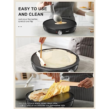 Compact Reemix Electric Crepe Maker and Griddle for Perfect Breakfasts