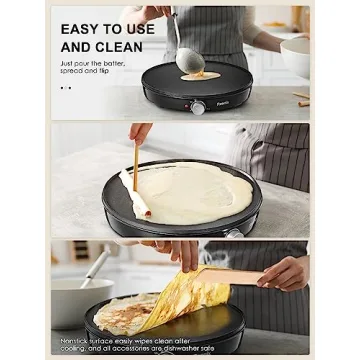 Compact Reemix Electric Crepe Maker and Griddle for Perfect Breakfasts