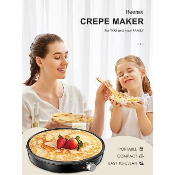 Compact Reemix Electric Crepe Maker and Griddle for Perfect Breakfasts