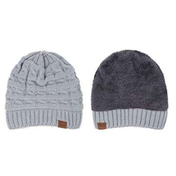 ViGrace Kids Winter Knit Hat Warm Fleece Lined Hats Children Cable Baby Beanie Skull Cap for Girls B...