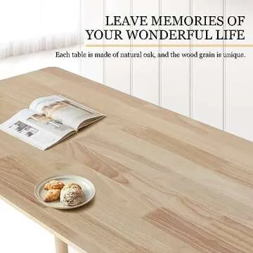 Ironalita Solid Wood Dining Table Small Rectangle Kitchen Table for Small Spaces, 47" Mid Century Modern Natural Wooden Dinning Tables, Solid Wood Desk Oak Dinner Table for Dining Room, Kitchen