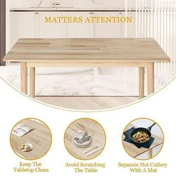 Ironalita Solid Wood Dining Table Small Rectangle Kitchen Table for Small Spaces, 47" Mid Century Modern Natural Wooden Dinning Tables, Solid Wood Desk Oak Dinner Table for Dining Room, Kitchen