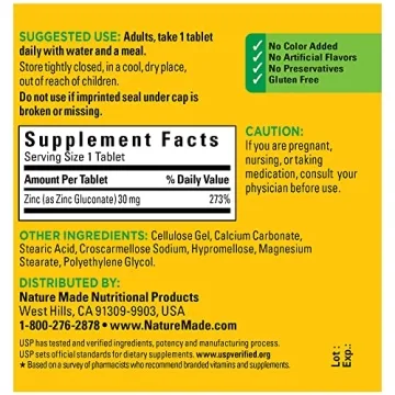Nature Made Zinc 30 mg Supplement | 100 Tablets for Health