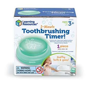 Learning Resources 2-Minute Toothbrushing Timer, Kids Dental Health, Toddler Toothbrush, Toddler Timer Bathroom, Timer for Kids, 1 Piece, Age 3+