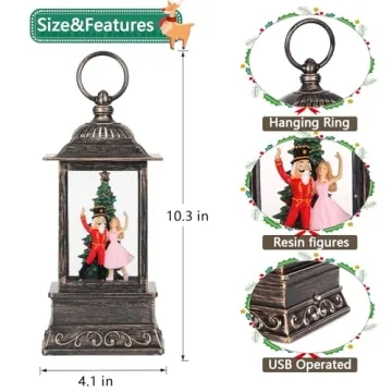 Nutcracker Snow Globe Lantern with Music and Lights
