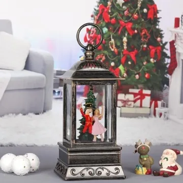 Nutcracker Snow Globe Lantern with Music and Lights