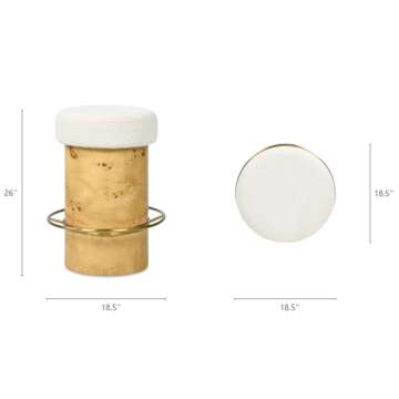 Stylish Ivory White Boucle Backless Counter Stool