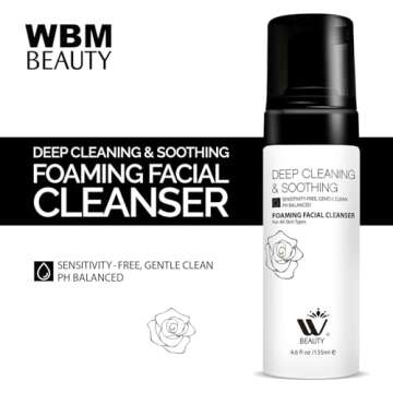 WBM Foaming Facial Cleanser | Makeup Remover and Daily Face Wash for All Skin | 4.2 Fluid Ounce