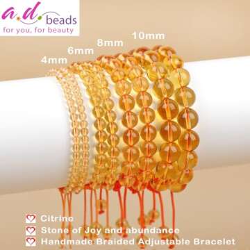 Handmade 4mm Citrine Bracelet - Natural Stone Energy Gift for All