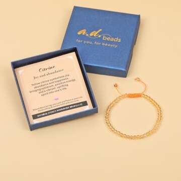 4mm Citrine Handmade Bracelet for Abundance and Joy