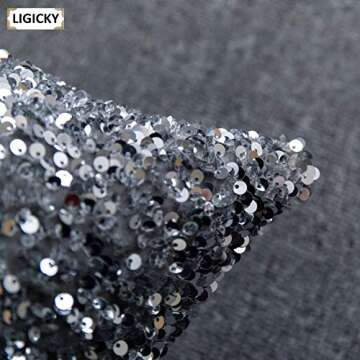 LIGICKY Luxury Series Glitzy Sequin Throw Pillow Covers Sparkling Decorative Glam Glitter Square Cushion Cover Pillow Cases for Sofa Couch Bedroom Home Party Decor (18 x 18 Inches, Silvery Grey)